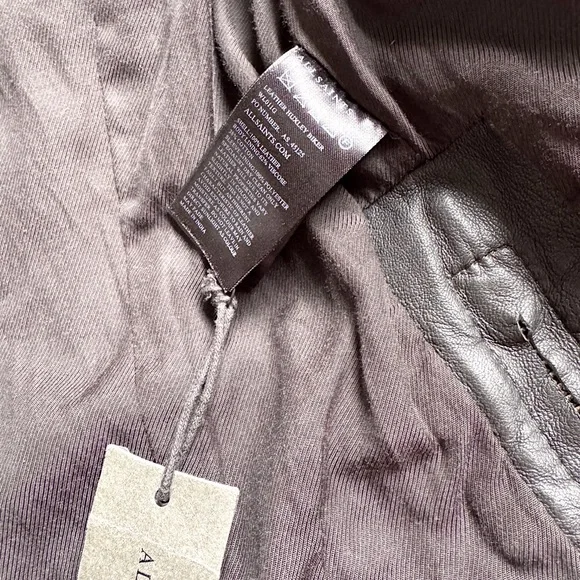 All saints huxley biker moto leather jacket black/gray US6 - Picture 5 of 8